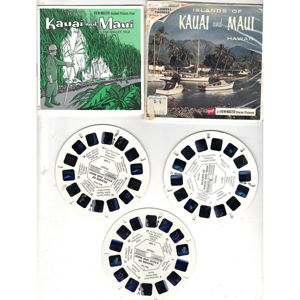 Lot of 3 Vintage Viewmaster Reels - Islands of Kauai and Maui - Hawaii